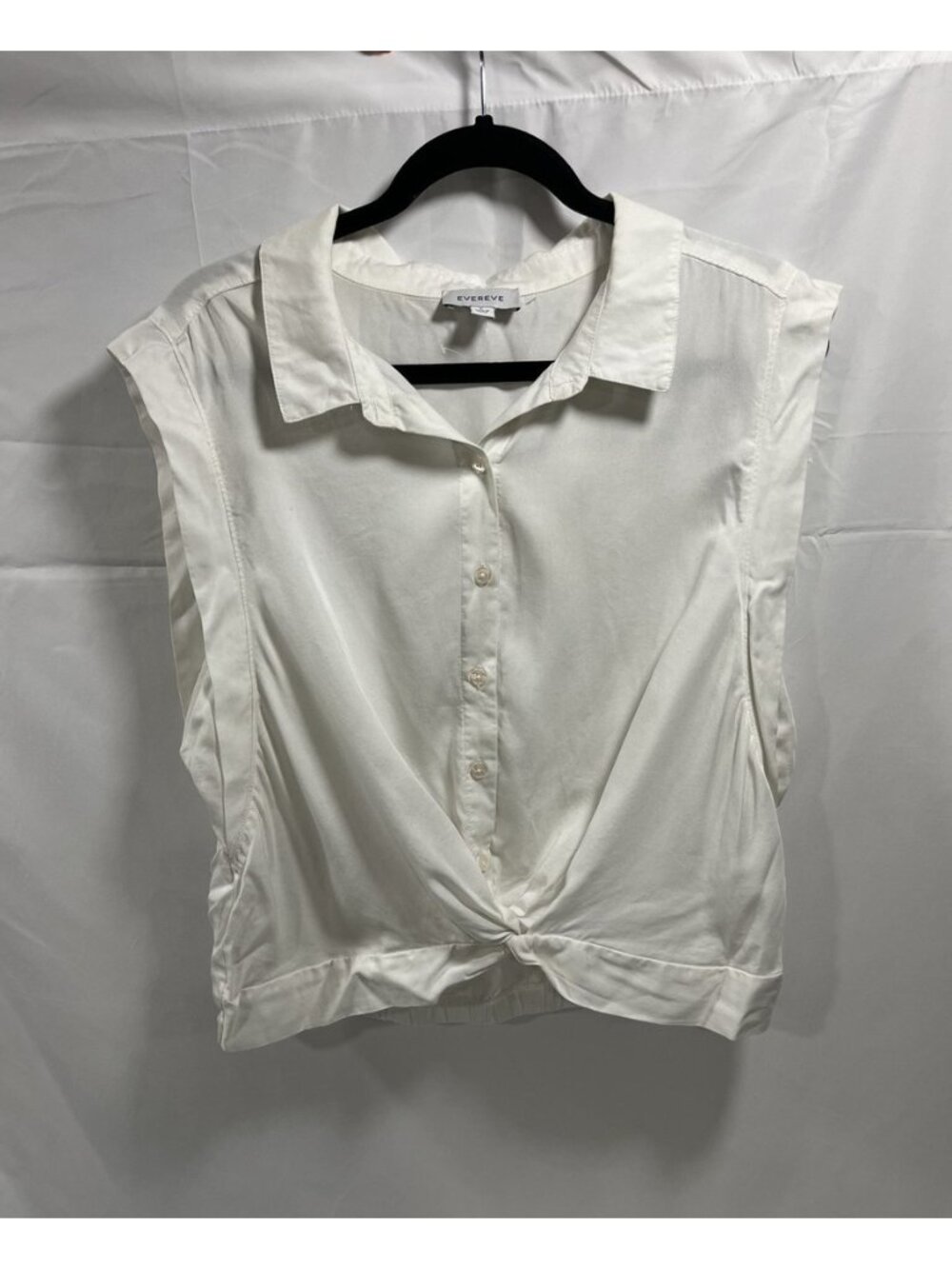 EVEREVE Women's White button up Blouse Top Shirt S